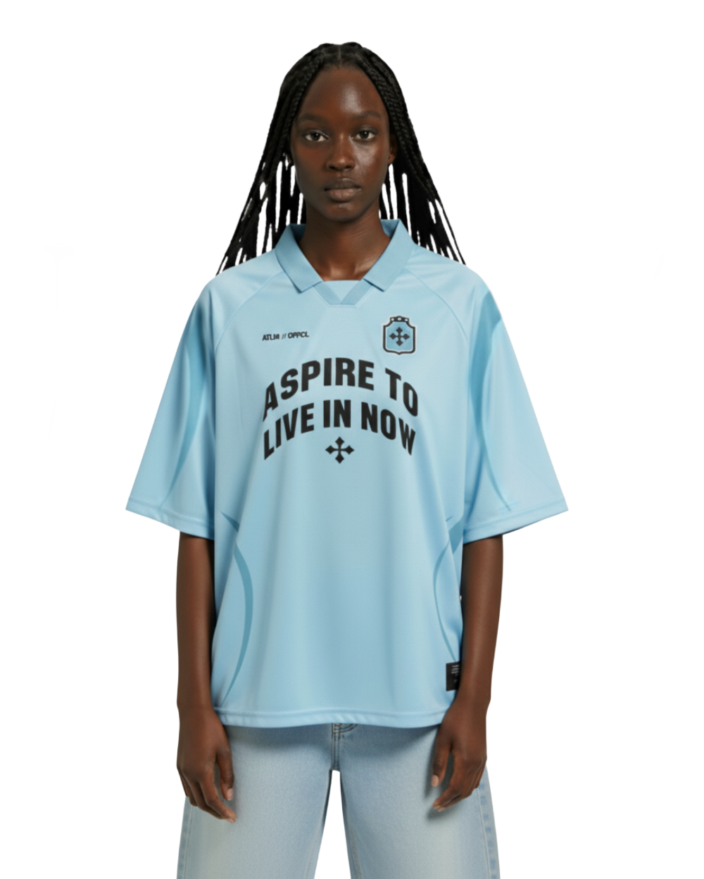 RETRO FOOTBALL SHIRT LIGHT BLUE